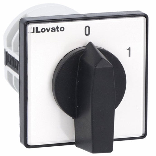 Lovato 7GN1291U, Rotary Cam Switch 7GN Series, ON-OFF Switch, 2 Poles 16A, For Front Mounting with Black Handle, Front Plate 48X48mm