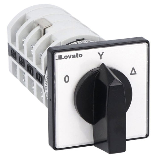 Lovato 7GN2512U, Rotary Cam Switch 7GN Series, Star-Delta Motor Starter Switch 25A, For Front Mounting with Black Handle, Front Plate 48X48mm
