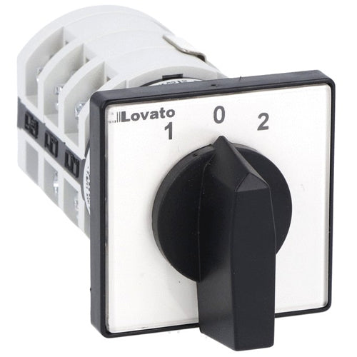 Lovato 7GN2526U, Rotary Cam Switch 7GN Series, 3-Phase Motor Reversing Switch with Spring Return 25A, For Front Mounting with Black Handle, Front Plate 48X48mm