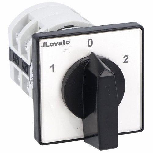 Lovato 7GN2552U, Rotary Cam Switch 7GN Series, Changeover Switch 2 Poles 25A, For Front Mounting with Black Handle, Front Plate 48X48mm