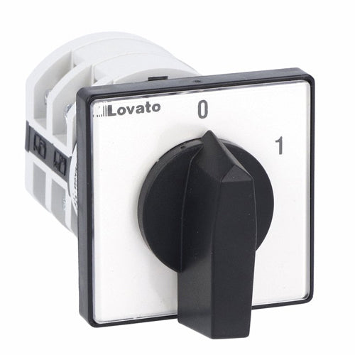Lovato 7GN2591U, Rotary Cam Switch 7GN Series, ON-OFF Switch 2 Poles 25A, For Front Mounting With Black Handle, Front Plate 48x48mm