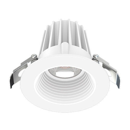 Lotus JXL-COB02-R08W-CCT-WH-2RR-BF-WH, 2" Round White Recessed Economy LED, 120VAC, 8W, 3CCT, 620/670/650 Lumens, Baffle White Reflector, 36° Beam Angle