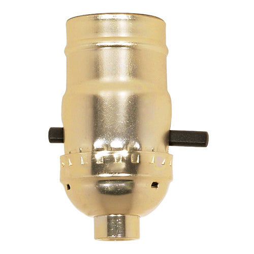 Satco 80-1000, On-Off Push Thru Socket, 1/8 IPS Cap, 660W, 250V, Less Set Screw, Brite Gilt Finish, 50 Packs