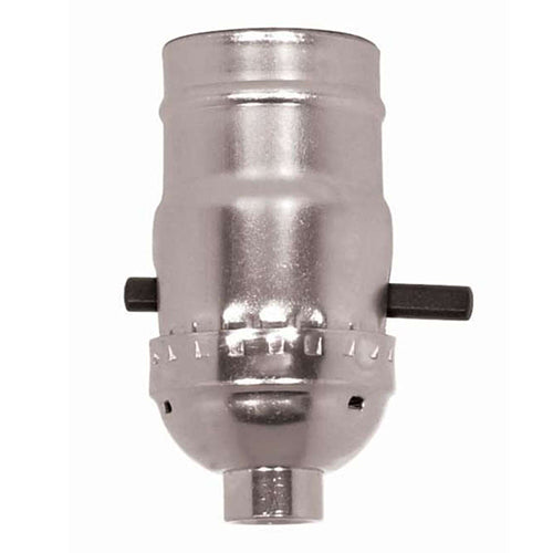 Satco 80-1001, On-Off Push Thru Socket, 1/8 IPS Cap, 660W, 250V, Less Set Screw, Nickel Finish, 50 Packs