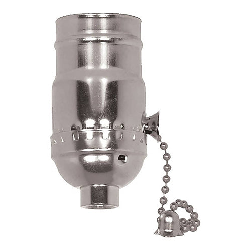 Satco 80-1007, On-Off Pull Chain Socket, 1/8 IPS Cap, 660W, 250V, Less Set Screw, Nickel Finish, 50 Packs
