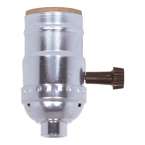 Satco 80-1009, 3 Terminal (2 Circuit) Turn Knob Socket With Removable Knobs, 1/8 IPS Cap, 250W, 250V, Less Set Screw, Nickel Finish, 50 Packs