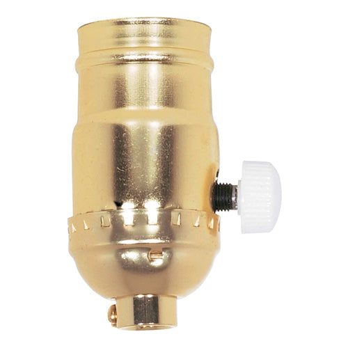 Satco 80-1014, Full Range Turn Knob Dimmer Socket, 1/8 IPS Cap, 150W, 120V, With Set Screw, Brite Gilt Finish