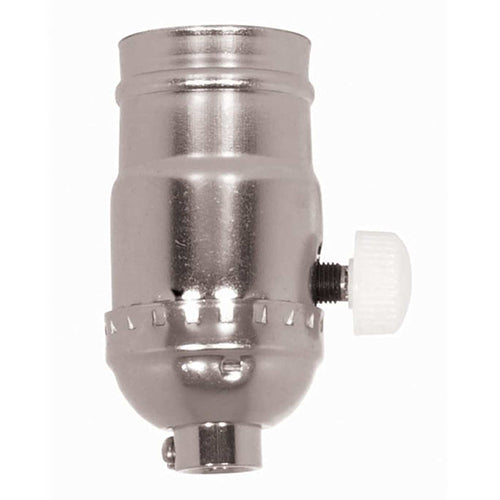 Satco 80-1015, Full Range Turn Knob Dimmer Socket, 1/8 IPS Cap, 150W, 120V, With Set Screw, Nickel Finish