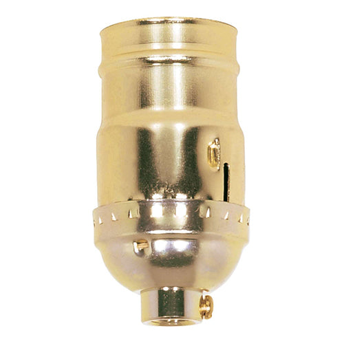 Satco 80-1020, 3-Way (2 Circuit) Keyless Socket, 1/8 IPS Cap, 660W, 250V, With Set Screw, Brite Gilt Finish