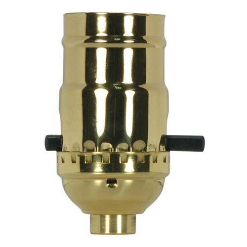 Satco 80-1022, On-Off Push Thru Socket, 1/8 IPS Cap, 660W, 250V, Less Set Screw, Polished Brass Finish