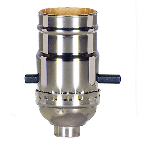 Satco 80-1023, On-Off Push Thru Socket, 1/8 IPS Cap, 660W, 250V, Less Set Screw, Polished Nickel Finish