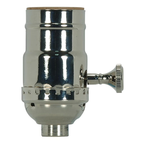 Satco 80-1031, On-Off Turn Knob Socket with Removable Knob, 1/8 IPS Cap, 250W, 250V, Less Set Screw, Polished Nickel Finish