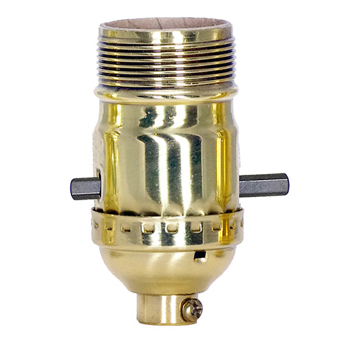 Satco 80-1032, On-Off Push Thru Socket, 1/8 IPS Cap, 660W, 250V, With Set Screw, Polished Brass Finish, Uno Thread