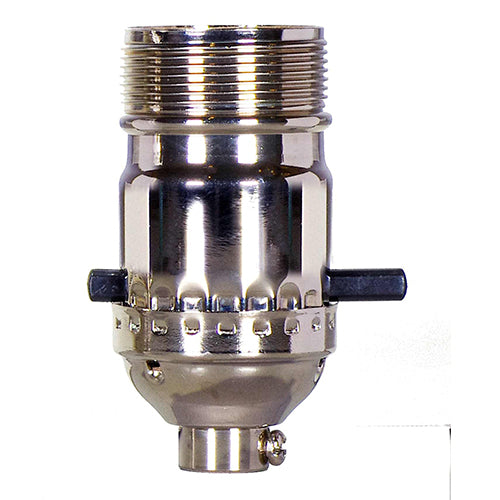 Satco 80-1033, On-Off Push Thru Socket, 1/8 IPS Cap, 660W, 250V, With Set Screw, Polished Nickel Finish, Uno Thread