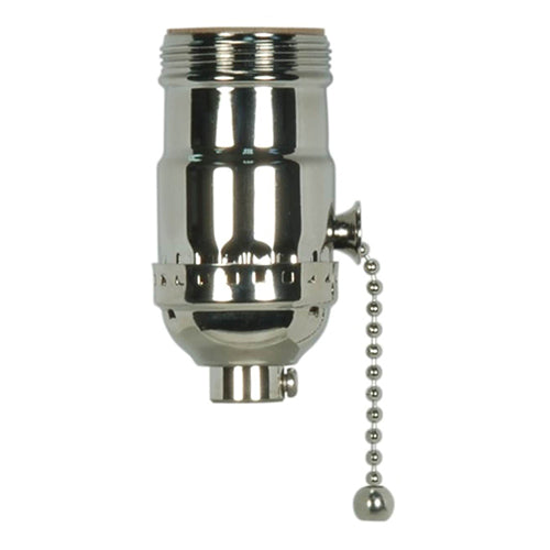 Satco 80-1037, On-Off Pull Chain Socket, 1/8 IPS Cap, 660W, 250V, With Set Screw, Polished Nickel Finish, Uno Thread