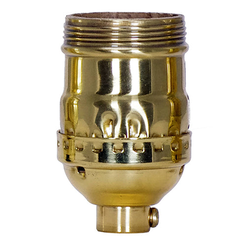 Satco 80-1038, Short Keyless Socket, 1/8 IPS Cap, 660W, 250V, With Set Screw, Polished Brass Finish, Uno Thread