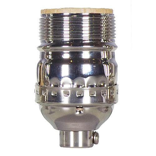 Satco 80-1039, Short Keyless Socket, 1/8 IPS Cap, 660W, 250V, With Set Screw, Polished Nickel Finish, Uno Thread