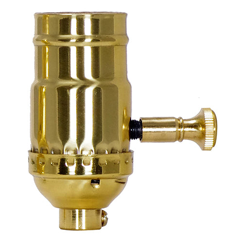 Satco 80-1042, Full Range Turn Knob Dimmer Socket, 1/8 IPS Cap, 150W, 120V, With Set Screw, Polished Brass Finish