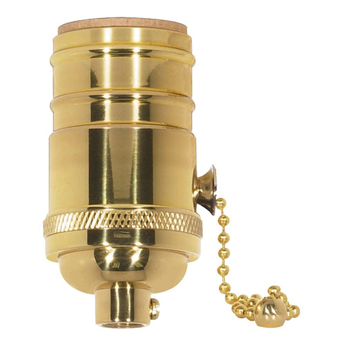 Satco 80-1052, On-Off Pull Chain Socket, 1/8 IPS Cap, 660W, 250V, With Set Screw, Polished Brass Finish