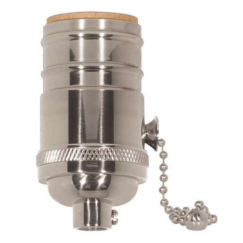Satco 80-1053, On-Off Pull Chain Socket, 1/8 IPS Cap, 660W, 250V, With Set Screw, Polished Nickel Finish