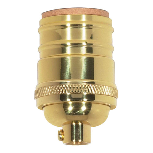 Satco 80-1054, Short Keyless Socket, 1/8 IPS Cap, 660W, 250V, With Set Screw, Polished Brass Finish