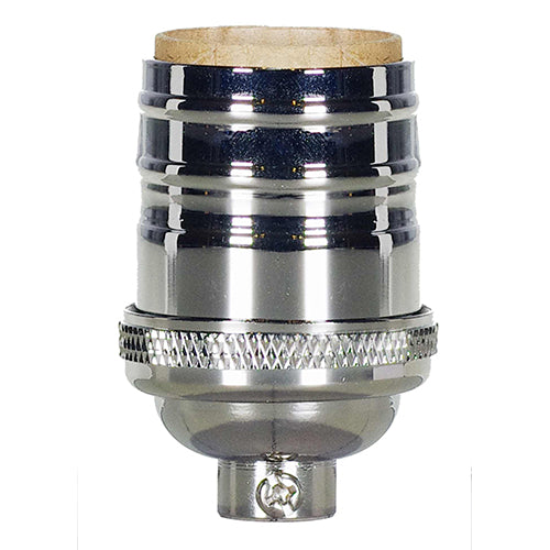 Satco 80-1055, Short Keyless Socket, 1/8 IPS Cap, 660W, 250V, With Set Screw, Polished Nickel Finish