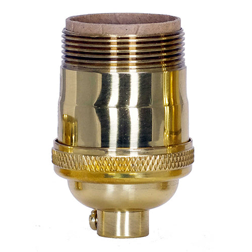 Satco 80-1056, Short Keyless Socket, 1/8 IPS Cap, 660W, 250V, With Set Screw, Polished Brass Finish, Uno Thread