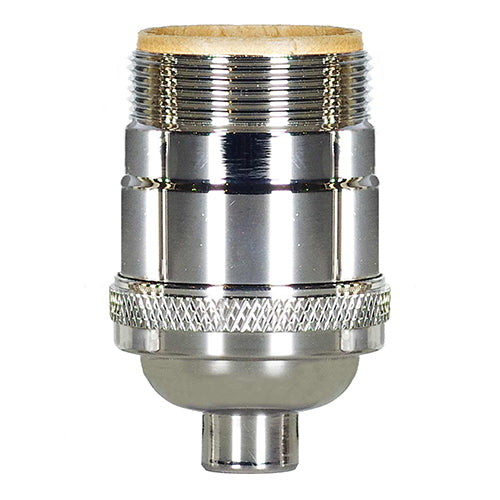 Satco 80-1057, Short Keyless Socket, 1/8 IPS Cap, 660W, 250V, With Set Screw, Polished Nickel Finish, Uno Thread