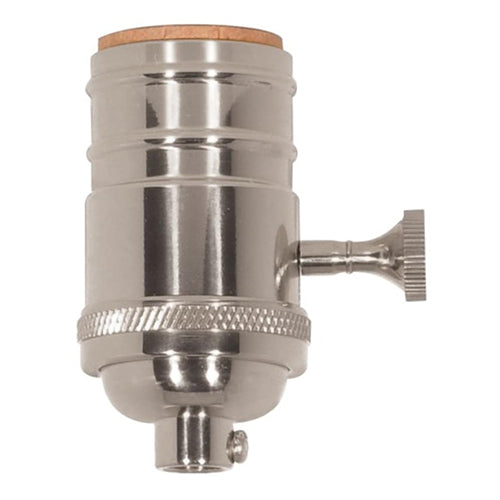 Satco 80-1059, On-Off Turn Knob Socket w/Matching Finish Removable Knob, 1/8 IPS Cap, 250W, 250V, Polished Nickel Finish