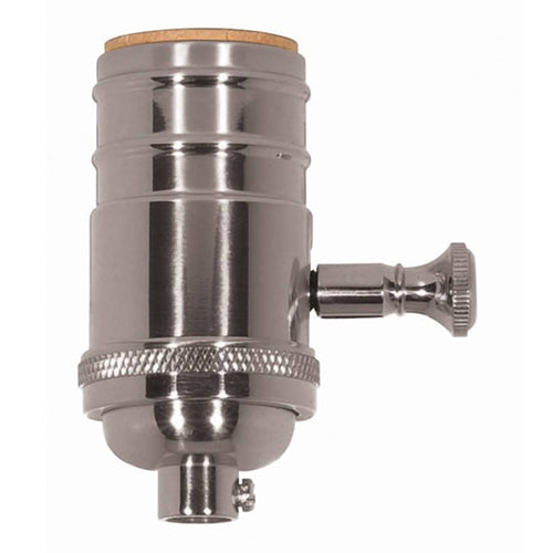 Satco 80-1065, Full Range Turn Knob Dimmer Socket With Removable Knob, 1/8 IPS Cap, 150W, 120V, Polished Nickel Finish