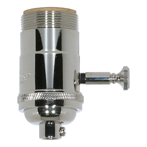 Satco 80-1067, Full Range Turn Knob Dimmer Socket w/Uno Thread, 1/8 IPS Cap, 150W, 120V, Polished Nickel Finish