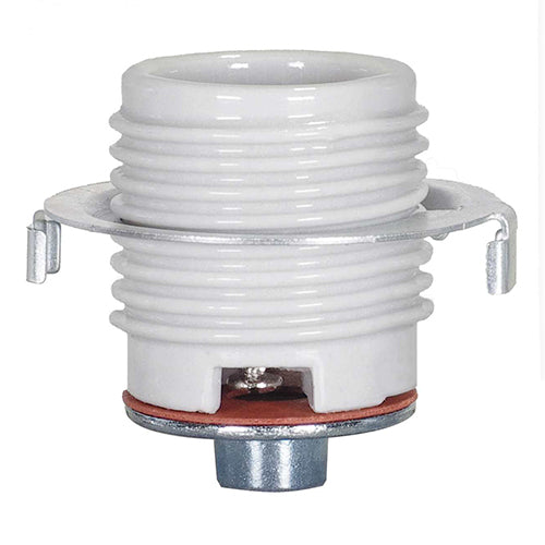 Satco 80-1073, Keyless Threaded Porcelain Socket With Cap And Ring, 1/8 IPS Cap, 660W, 250V, CSSNP Screw Shell, Glazed Finish