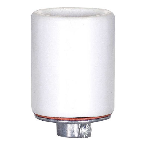 Satco 80-1078, Keyless Porcelain Socket With Metal 1/4 IPS Cap, 660W, 250V, CSSNP Screw Shell, Glazed Finish