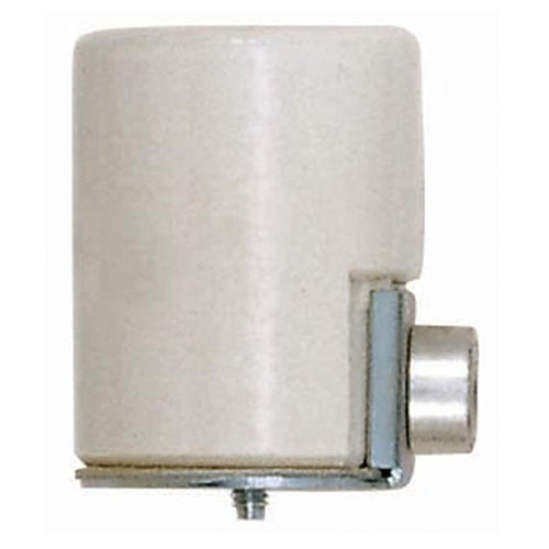 Satco 80-1083, Porcelain Socket With Side Outlet And Bushing, 1/8 IPS Cap, 660W, 250V, CSSNP Screw Shell, Glazed Finish