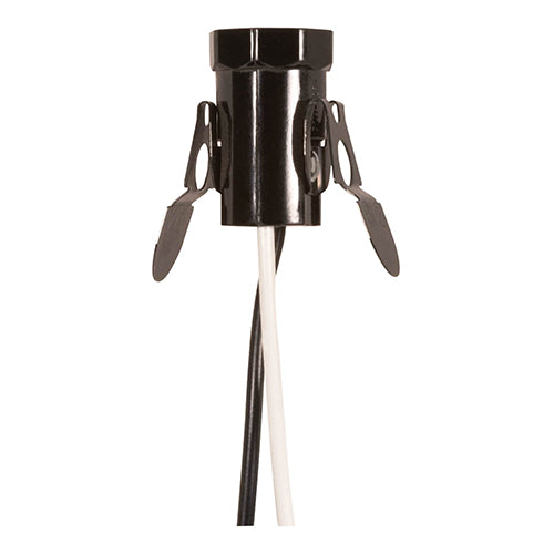Satco 80-1093, Candelabra Base Phenolic Socket With Spring Clip, 75W, 125V, Less Set Screw, Brown Finish, 50 Packs