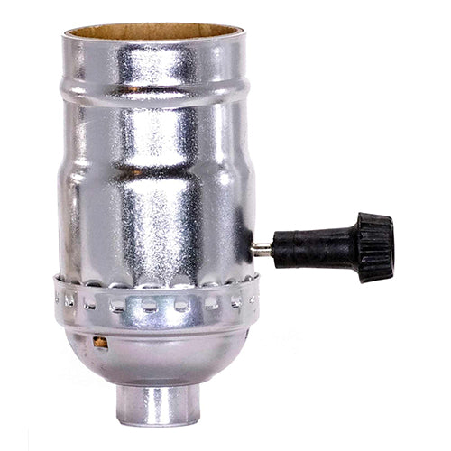 Satco 80-1101, On-Off Turn Knob Socket With Removable Knob, 1/8 IPS Cap, 250W, 250V, With Set Screw, Nickel Finish, 50 Packs
