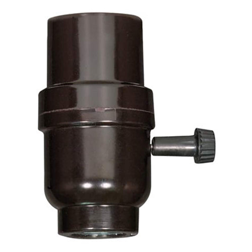 Satco 80-1109, 3-Way Turn Knob Socket with Metal Bushing, 1/8 IPS Cap, 250W, 250V, Less Set Screw, Black Finish, 50 Packs
