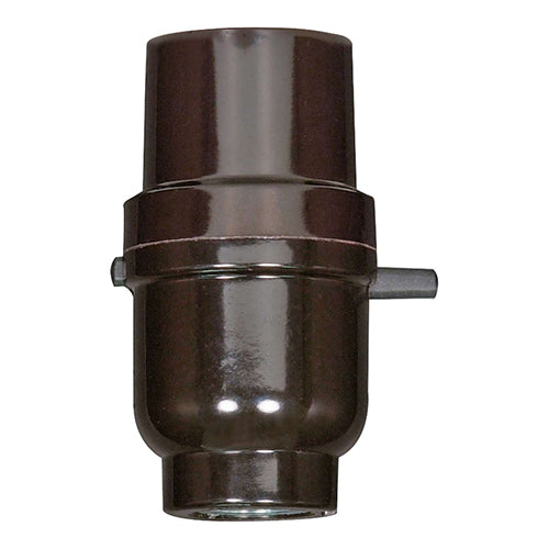 Satco 80-1110, Push-Thru Socket with Metal Bushing, 1/8 IPS Cap, 660W, 250V, Less Set Screw, Black Finish, 50 Packs