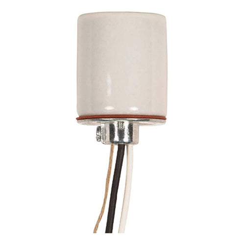 Satco 80-1113, Keyless Porcelain Socket, 1/4 IPS Cap, 660W, 250V, CSSNP Screw Shell, With Set Screw, Glazed Finish, 50 Packs