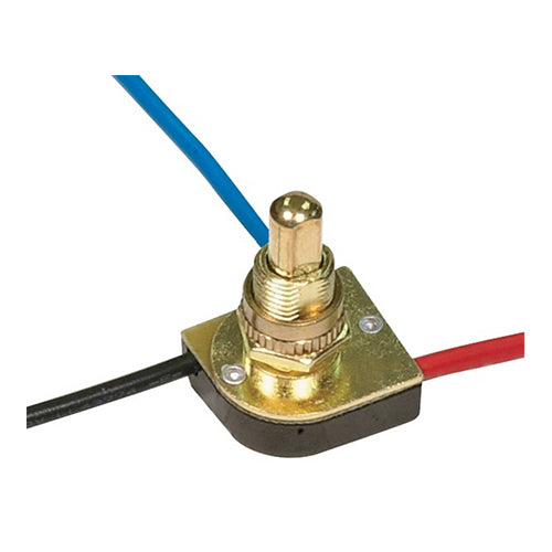 Satco 80-1128, 3-Way Metal Push Switch, 2 Circuit, 4 Position, 3/8" Metal Bushing, 3A-250V/6A-125V, Brass Finish