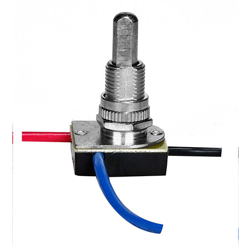 Satco 80-1129, 3-Way Metal Push Switch, 2 Circuit, 4 Position, 3/8" Metal Bushing, 3A-250V/6A-125V, Nickel Finish
