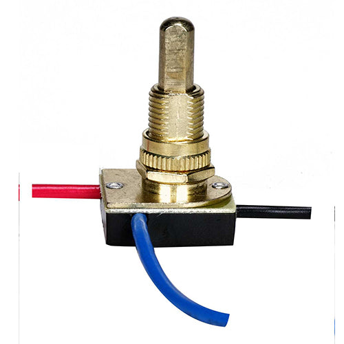 Satco 80-1130, 3-Way Metal Push Switch, 2 Circuit, 4 Position, 5/8" Metal Bushing, 3A-250V/6A-125V, Brass Finish