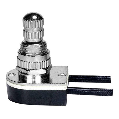 Satco 80-1133, On-Off Metal Rotary Switch, 3/8" Metal Bushing, Single Circuit, 3A-250V/6A-125V, Nickel Finish