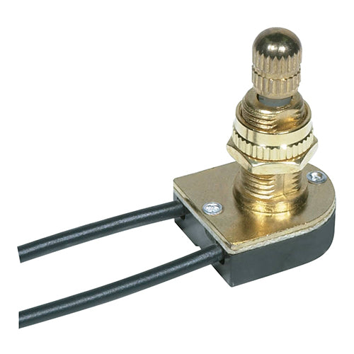 Satco 80-1134, On-Off Metal Rotary Switch, 5/8" Metal Bushing, Single Circuit, 3A-250V/6A-125V, Brass Finish