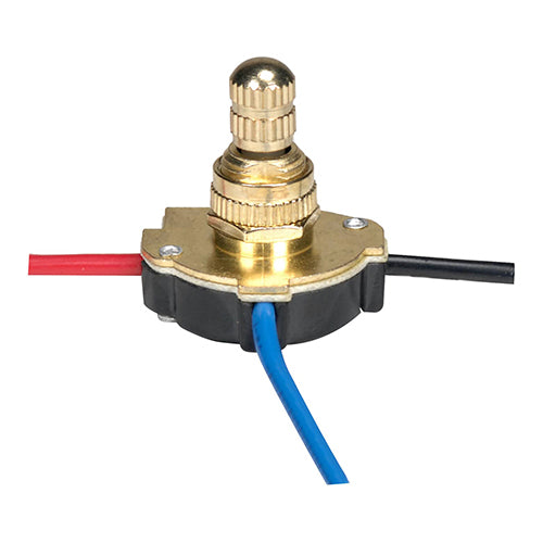 Satco 80-1136, 3-Way Metal Rotary Switch, Metal Bushing, 2 Circuit, 4 Position, 3A-250V/6A-125V, Brass Finish