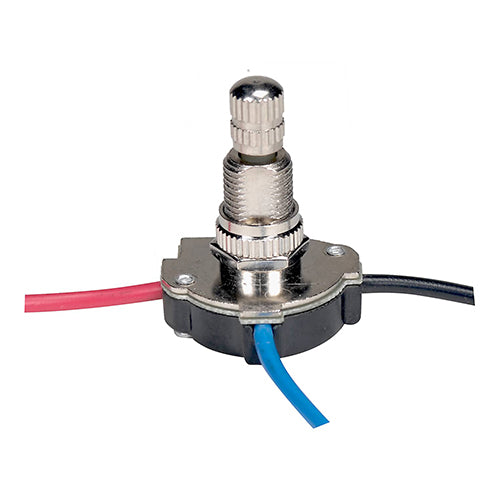 Satco 80-1139, 3-Way Metal Rotary Switch, Metal Bushing, 2 Circuit, 4 Position, 3A-250V/6A-125V, Nickel Finish