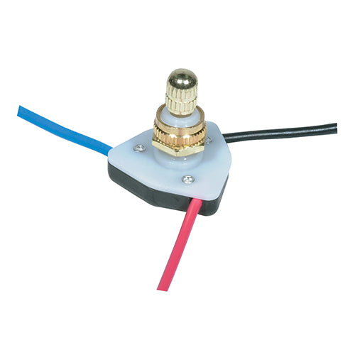 Satco 80-1140, Hi-Low Metal Rotary Switch With Diode, 2 Circuit, 3A-250V/6A-125V, Brass Finish