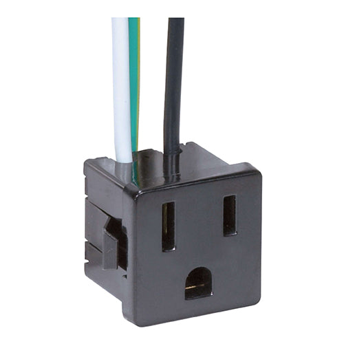 Satco 80-1142, 3 Wire 2 Pole Snap-In Convenience Outlet, 15A-125V, Black Finish, 10 Packs