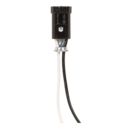 Satco 80-1145, Phenolic Candelabra Socket with Leads, 75W, With Set Screw, 50 Packs