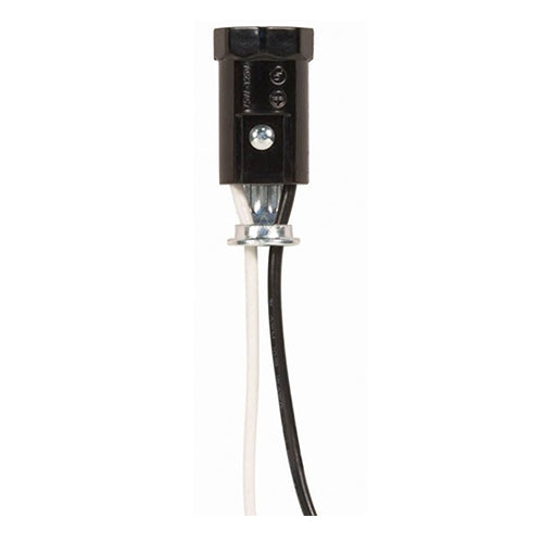 Satco 80-1146, Phenolic Candelabra Socket with Leads, 75W, Less Set Screw, 50 Packs